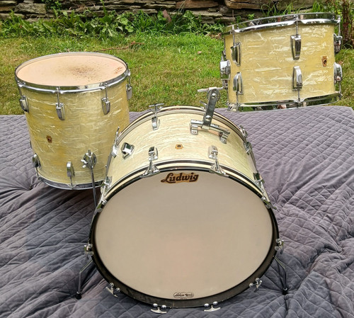 Ludwig 1960s Drum Kit, White Marine Pearl 22" Bass 16" Floor 13 Tom