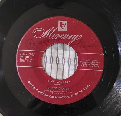 Rusty Draper-Pink Cadillac-Rare 1956 Rockabilly 45-Mercury-HEAR-VG+