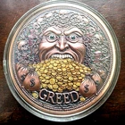 5 oz Copper Coin Price of Greed Colorized High Relief in Capsule Mintage 5000