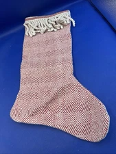 Red Fringed Christmas Stocking  Creative Co- op