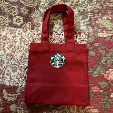 Starbucks Mini Pastry, Canvas, Tote bag Red 7.5 X 7.5 Inches ￼ Lunch Grocery