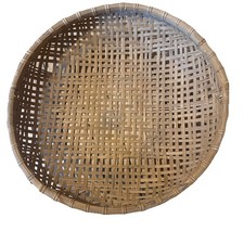 Vintage Large Handwoven Bamboo Basket 20 x 4 Inches