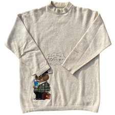 Pull Femme En Pure Laine Vierge Vintage Années 80 Avec Motif Brodé Taille S