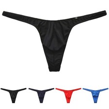 Men Low Rise Gstring Thong Underwear with Elastic Bulge Pouch for Support