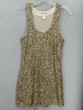 Alice + Olivia Dress Womens Small Gold Sequin Tank Mini Party Cocktail Holiday