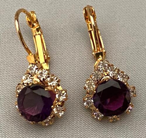 NEW CRYSTAL SILVERTONE or GOLDTONE DROP WIRE EARRINGS SELECT COLOR FREE SHIPPING - Picture 3 of 21