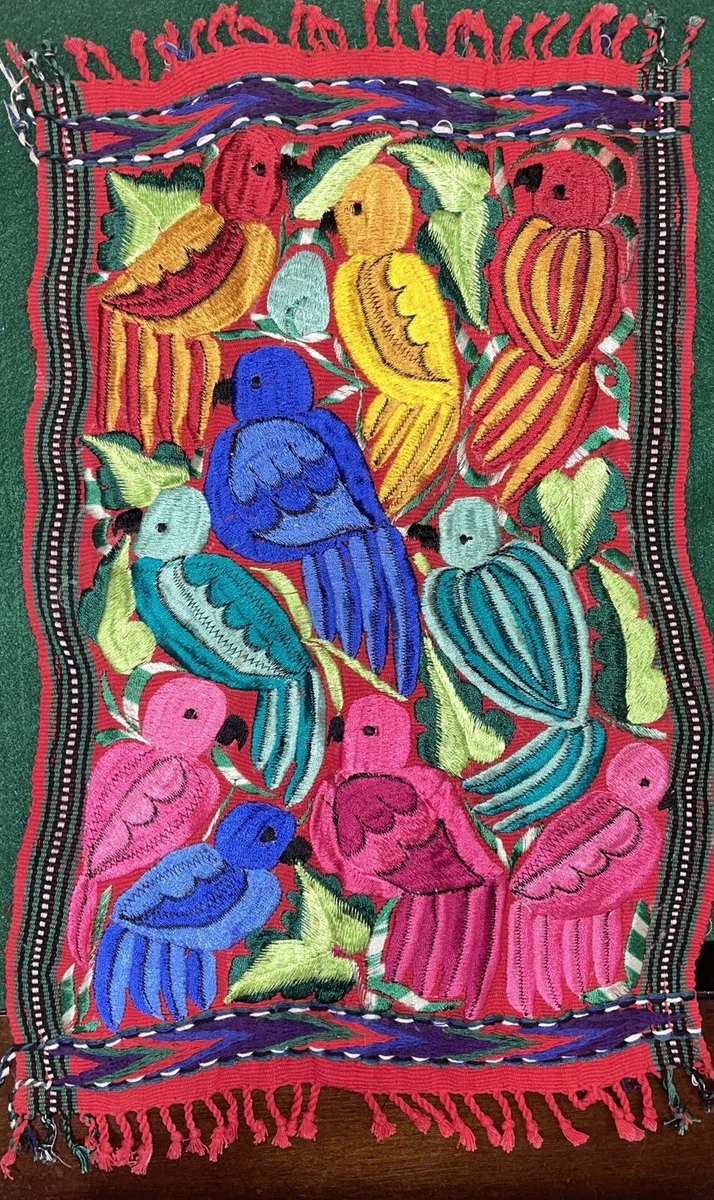 Handmade Woven Floral Embroidered Mexican Placemat Mexican Home
