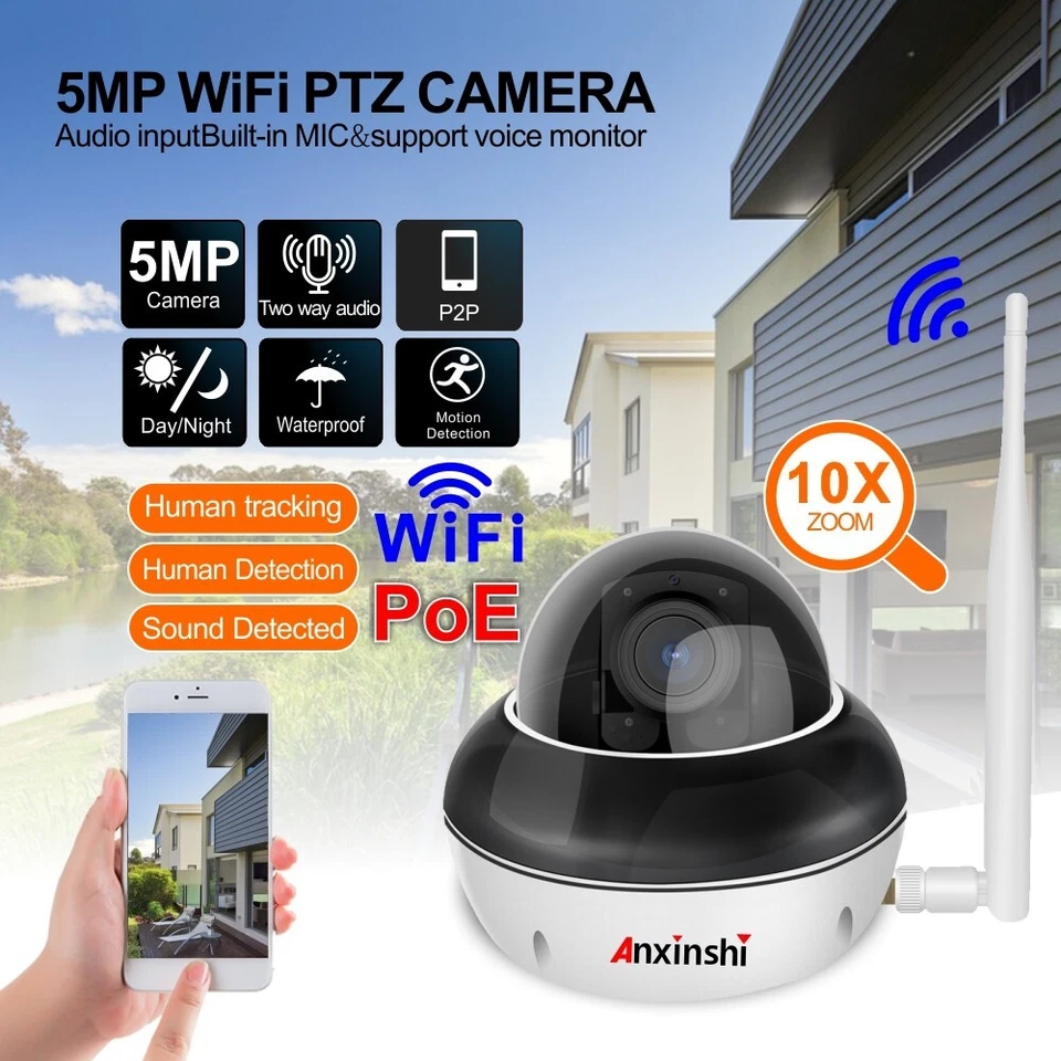 5MP 10XZoom Human Tracking AI wireless Camera P2P Onvif mini PoE MIC PTZ Camera - Image 3 of 4