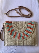 Straw Clutch Handbag Summer Beach Straw Purse Women Woven Envelope Bag Beige