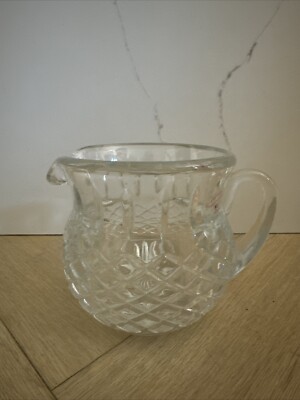 VTG TeleFlora 24% CRYSTAL Pitcher/Flower Vase Clear Glass Criss Cross 20 oz -USA