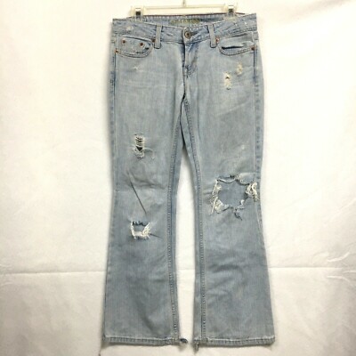 Women s Hipster Jeans Distressed Destroyed Ripped Size 4 Short AE American Eagle