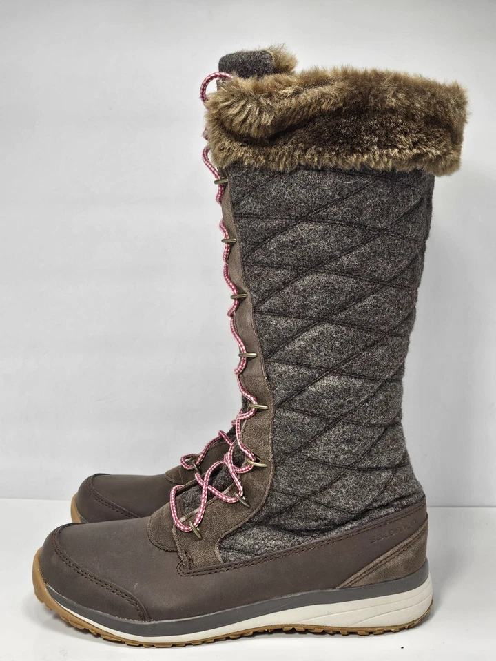 Salomon Hime High Brown Quilted Winter Casual Boots Womens Size 7 faux fur tall  - Image 3 of 4