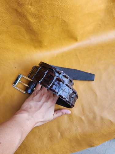 Dark Brown 100% Genuine Leather Skin Men's Belts Buckle,Handmade-Customize - Picture 3 of 12