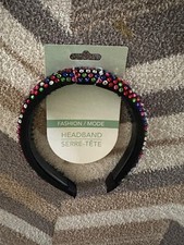 Black studded colorful rhinestone headband new headband