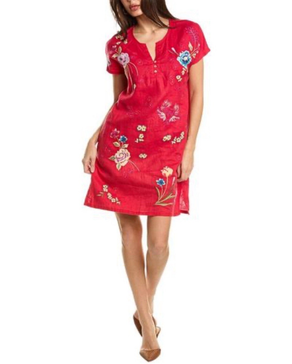 JOHNNY WAS JESSI DRESS RED BOHO EMBROIDERED LINEN BUTTON FRONT NEW L LARGE $280 | eBay JOHNNY WAS JESSI DRESS RED BOHO EMBROIDERED LINEN BUTTON FRONT NEW L LARGE $280 | eBay