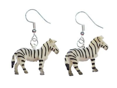 Zebra Ohrringe Miniblings Hänger Pferd Afrika Zebras Zoo Safari 25mm Gummi - Bild 1 von 4