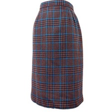 Vintage Skirt Katie Brooke Brown Plaid Wool Blend Lined Pencil W 28 S/M