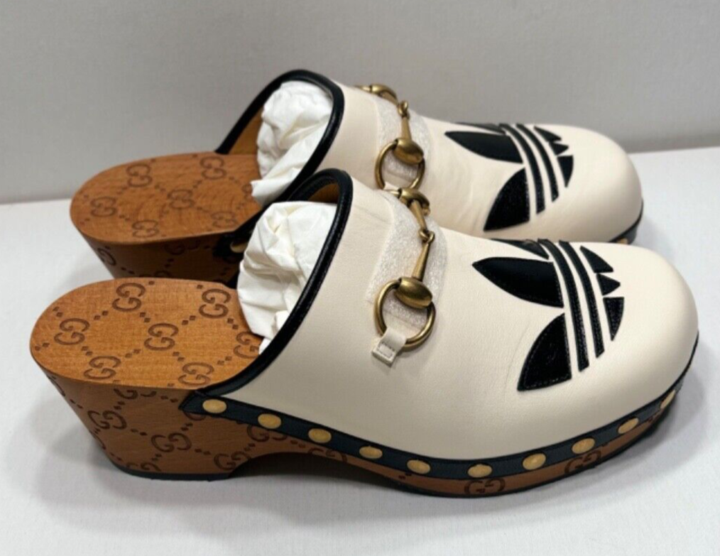 GUCCI SHOES ADIDAS X TREFOIL LEATHER HORSEBIT CLOG MULES