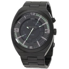 NEW DIESEL RETRO BLACK TONE,STAINLESS STEEL,RED LIGHT, BRACELET WATCH DZ1415
