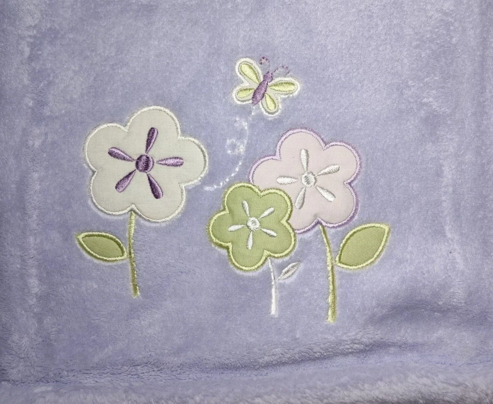 NEW Tiddliwinks Purple Flower Butterfly Baby Blanket Soft Lovey Girl 30x40 htf - Image 3 of 4