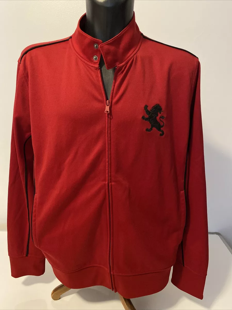 Express Men s Activewear Red Lion Mock Stand Up Collar Full Zip