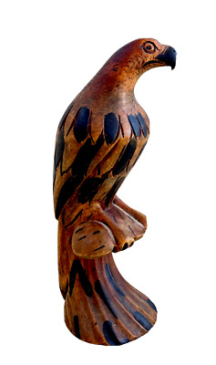 Vintage Carved Wooden Eagle Statue, Peter Nish, Jamaica West Indies, 9'' Tall