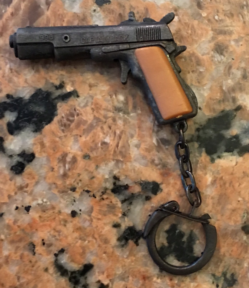1960S Captain Jack 45 Toy Pistol Keychain Hong Kong 2.5 Inch Works