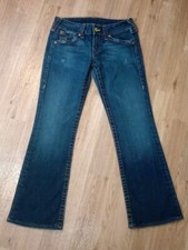 True Religion Jeans Womens 29 Bootcut Denim Blue Distressed Flap Pocket VTG Y2K