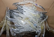 34 Clear 19" Retail Clothes Hanger Lot Swivel Hook Felt UNIPLAST 479 CHlot#24 tg