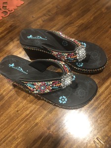 jeweled wedge flip flops