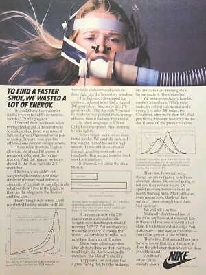 Nike Eagle Faster Shoe Research Runner Air-Sole Tailwind Vintage Print Ad 1981