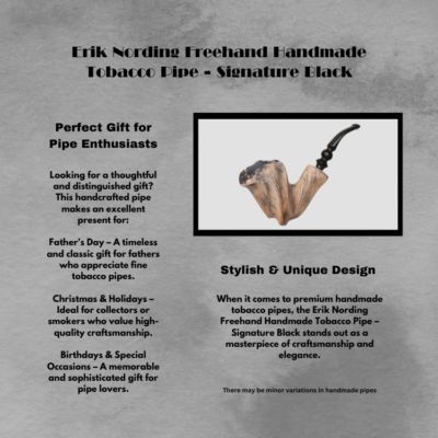 Erik Nording Freehand Handmade Tobacco Pipe – Signature Black (New With Tags)