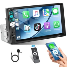 7" Single 1Din Touch Screen Car Stereo Apple/Android CarPlay Radio Bluetooth USB