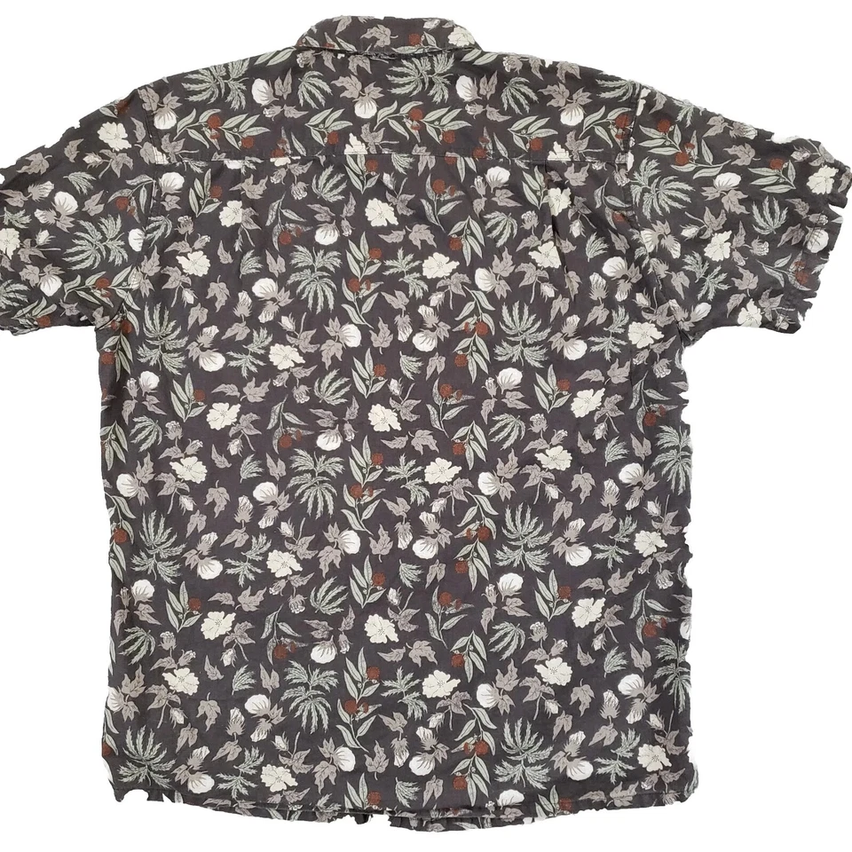 Camisa Patagonia Para Hombre Grande Gris Floral Cáñamo Algodón Hawaiana Manga Corta Foto 3 de 4