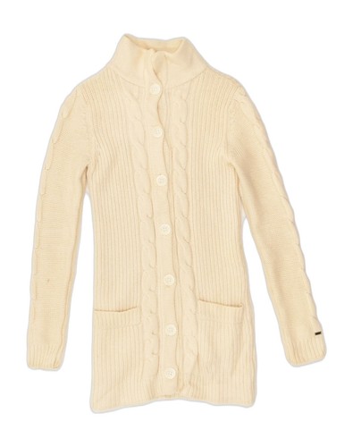 TOMMY HILFIGER Womens Longline Cardigan Sweater UK 8 Small Beige AP27