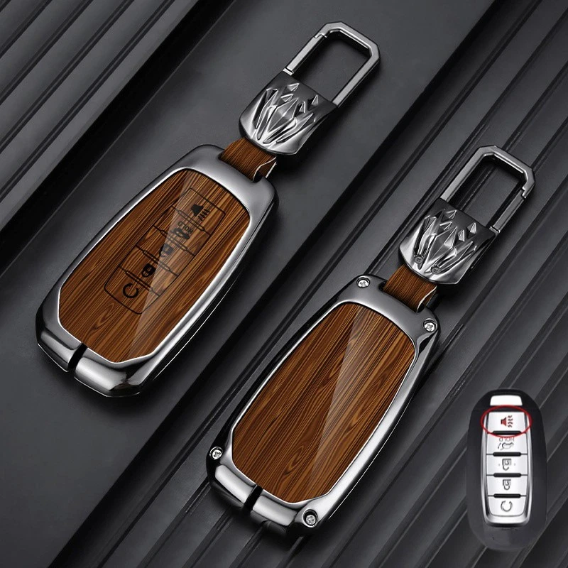 Aluminum Alloy Leather Car Key Fob Case Cover For Infiniti Q50 Q60 Q70 QX50 QX80 — 第 4/4 张图片