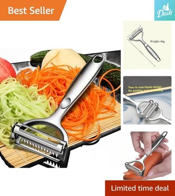 Stainless Steel Vegetable Peeler with Non-Slip Grip & Julienne Function