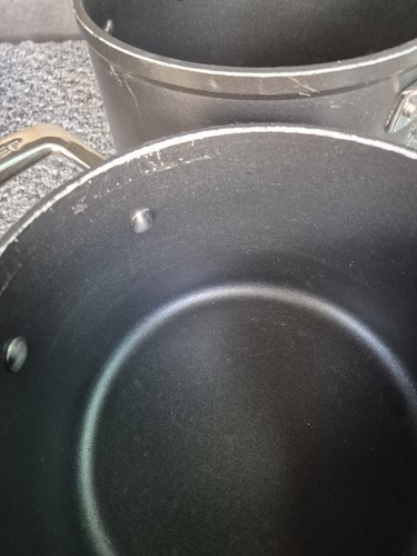 3 X Le Creuset Saucepan Toughened Non-Stick 20-18-16cm Well Used With Lids - Picture 4 of 15