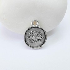 5 Dijes Loto, Pendiente Colgante Doble Cara Plata Antigua 16x13mm G38022