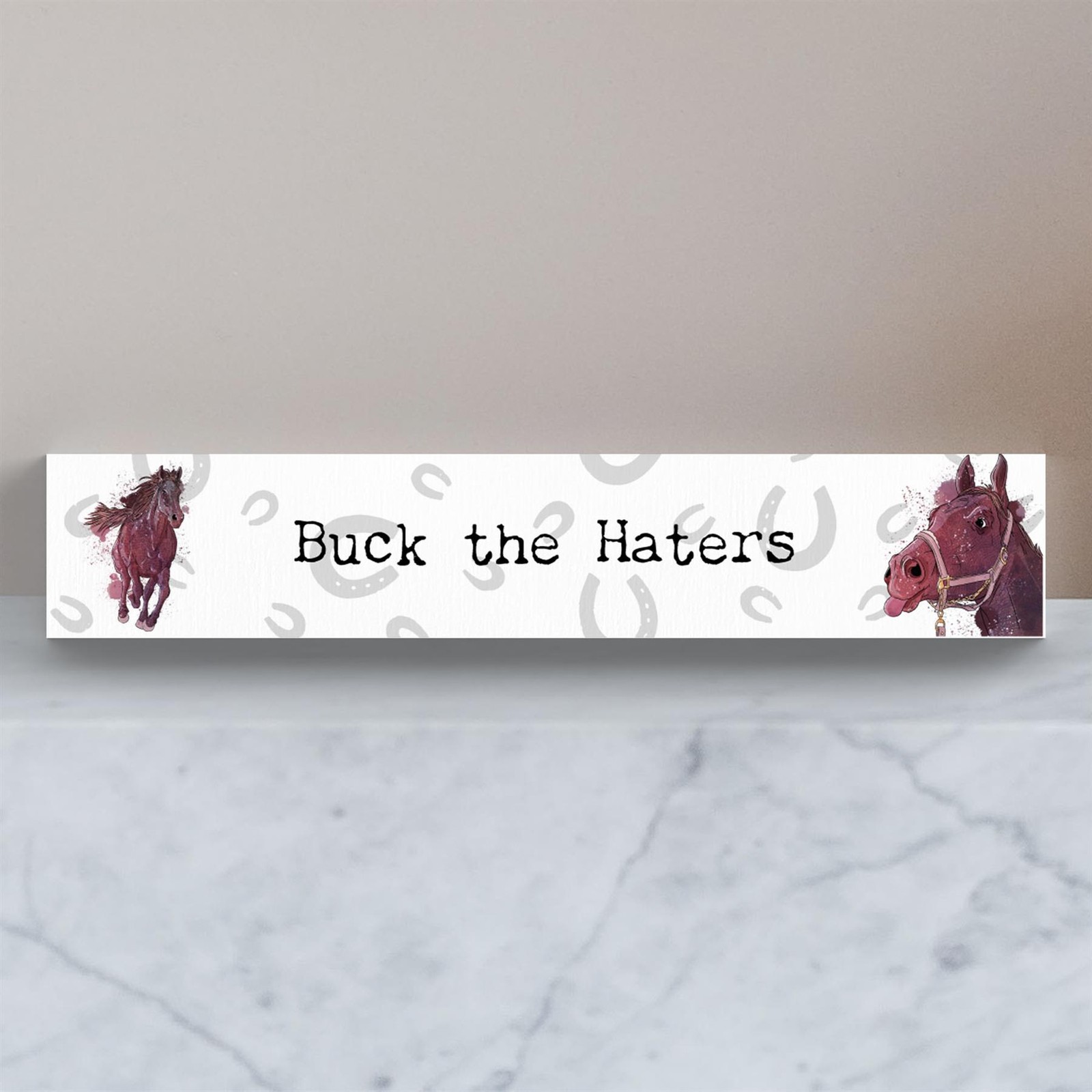 Buck The Haters Horse Humour Gift Wooden Memento Block