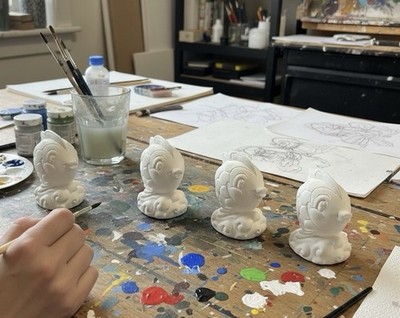 Plaster of Paris Small Goldfish Figurines Lot of 5