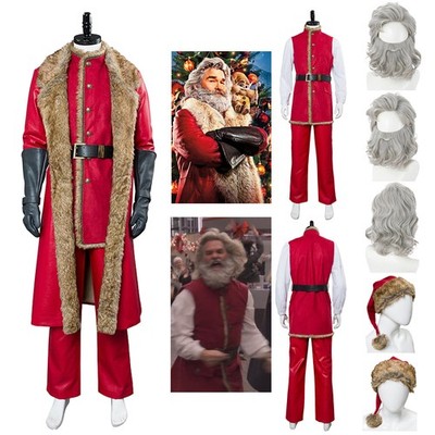 The Christmas Chronicles 2 Santa Claus Cosplay Vest Leather Jacket Hat+Wigs Hair