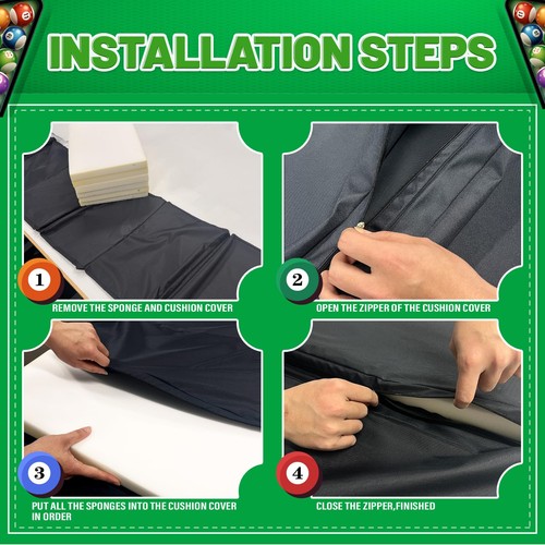 Tapis d'insertion de table de billard pour protection billard à 8', noir  - Photo 7/9