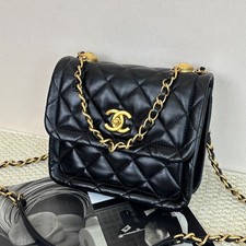 Chanel Vintage Coin Flap Bag Matelassé Chain Crossbody Bag Black [Duties Paid]