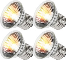 4-Pack 50W UVA Bulbs, Fit E26 Heat Reptile Lamp, Light Turtle Heat Lamp for Rept