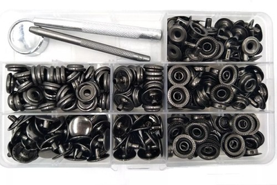 #ad Heavy Duty Snap Fastener Button Kit 70 Set 5 8quot; Stainless Steel for Leather 15mm $13.55