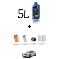 Hoffcar Wartungskit 4 Filter Und 5L ÖL FüR Alfa Romeo 156 (932) 1.9 JTD 16V 1