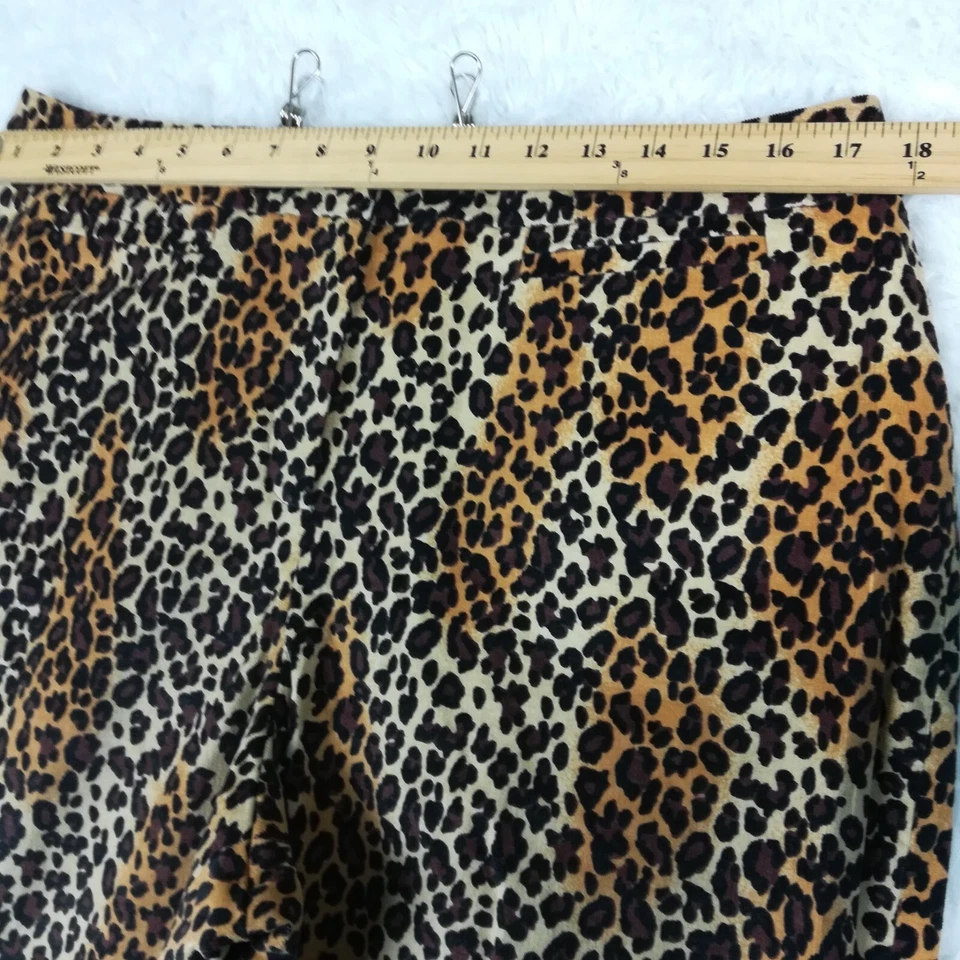 Pantalones Larry Levine para mujer capri estampado de leopardo elástico pana tiro alto 16 Foto 3 de 4