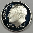 2008-S Silver Proof Dime - 90% Silver - (PR) KM#195b Toning - 7726