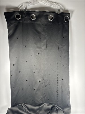 Set of 4 Black Curtains With Star Shaped Holes 52'' Wide Mangata Casa Polyester